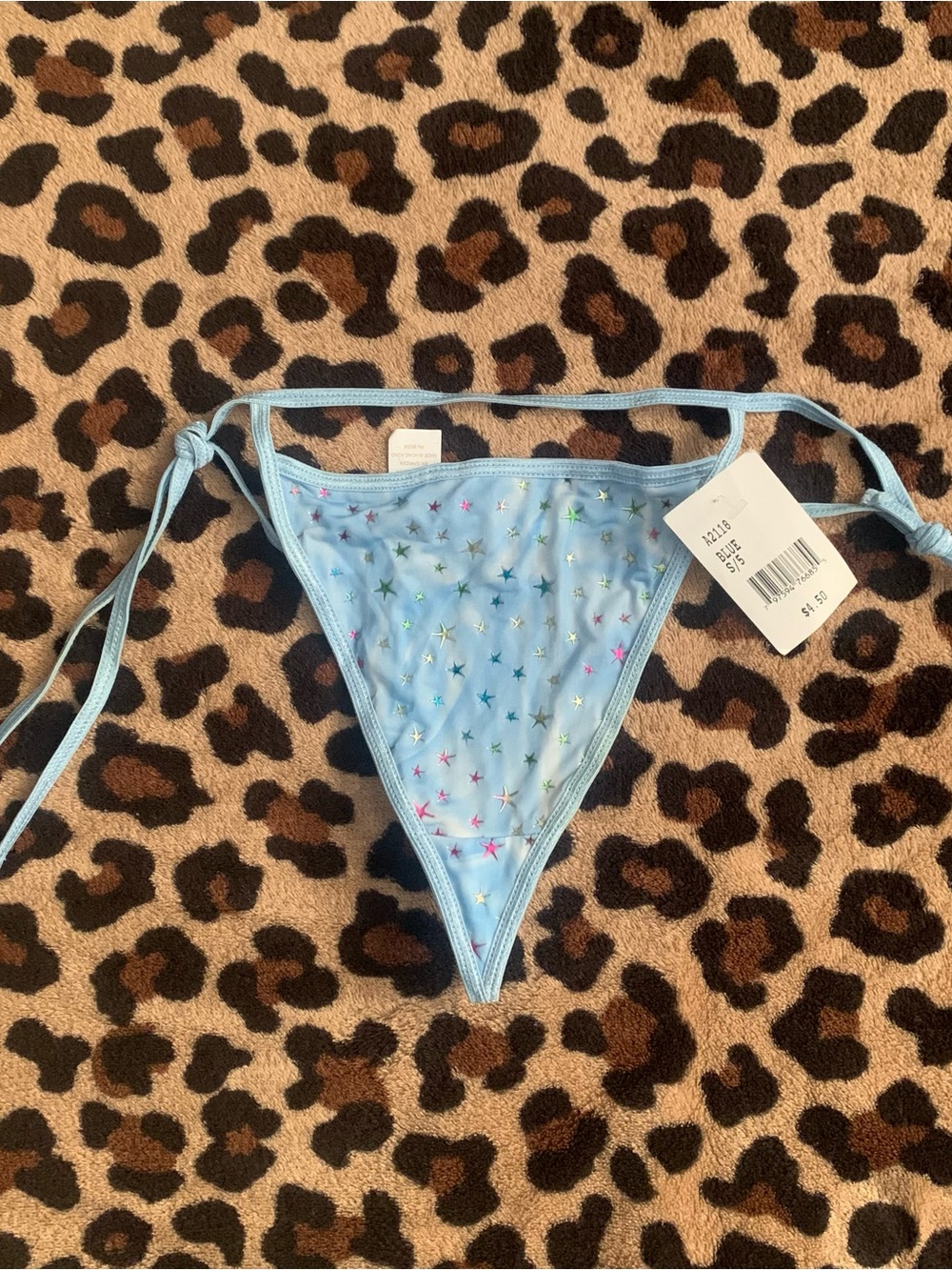 Vintage y2k 90s star baby blue g string thong